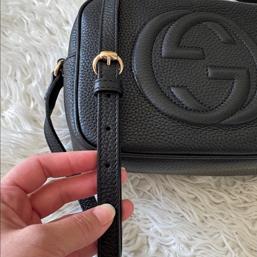 Gucci Soho Disco Black Pebbled Leather Crossbody Bag w Dust Bag - Picture 9 of 10